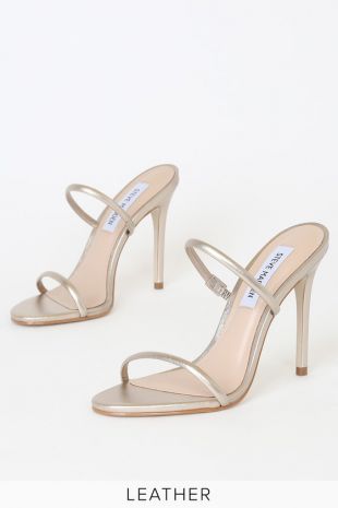 Mina Light Gold Leather High Heel Sandals