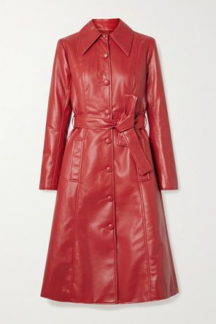 Faux Leather Trench Coat