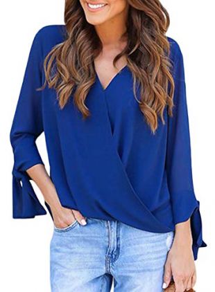 Blue Wrap Blouse