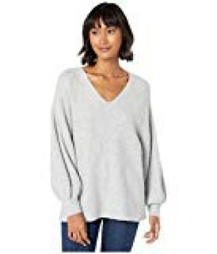 V-Neck Bubble Sleeve Sweater