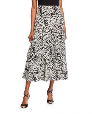 Zia Tiered Silk Midi Skirt