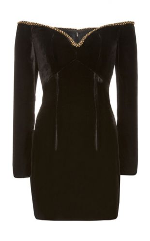 Off-The-Shoulder Bead Trim Velvet Mini Dress by J. Mendel | Moda Operandi