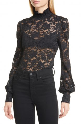 L'agence - L'Agence - Samara stretch-lace turtleneck blouse