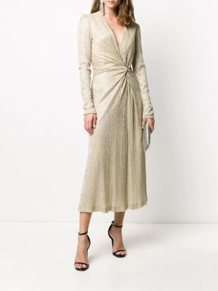 Galvan Knot Detail Plissé Dress  - Farfetch