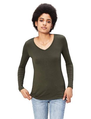 Amazon Brand - Daily Ritual Women's Jersey Long-Sleeve V-Neck T-Shirt