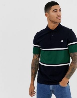 stripe polo in green