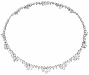 Green Carpet Collection necklace set with 43 carats of pear-shaped diamonds