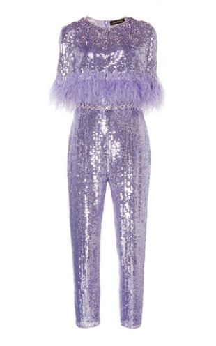 Lili Feather-Trimmed Sequined Jumpsuit