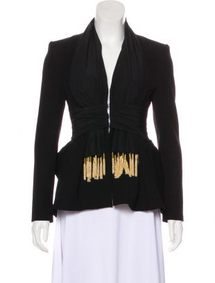 Fringe-Accented Evening Jacket