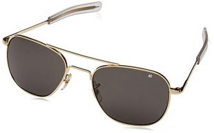 American Optics Flight Gear Original Pilot Sunglass, 57-mm Gold Frame with Bayonet Temples, True Color Grey Glass Lens