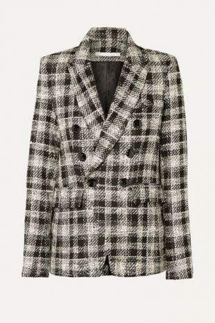 Miller Dickey Double-breasted Crystal-embellished Checked Tweed Blazer