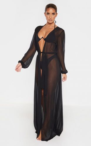 Black Maxi Beach Kimono worn by 