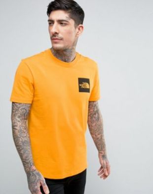 The North Face Fine T-Shirt Square Logo in Orange | ASOS