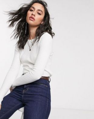 Only - Top côtelé - Blanc | ASOS