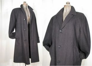 Manteau homme des années 1940 - Grand manteau gris de laine