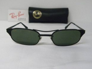 Nouveau Vintage B & L Ray Ban chevalière Rectangle W1397 noir Lunettes de soleil usa