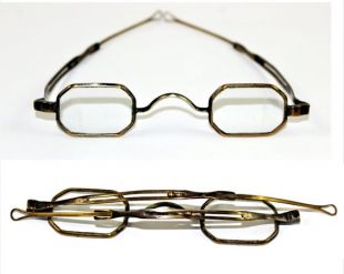 Lunettes antiques / années 1830, Pin-in-Slot Télescopic Temples / Loop Slide / Jack Downing