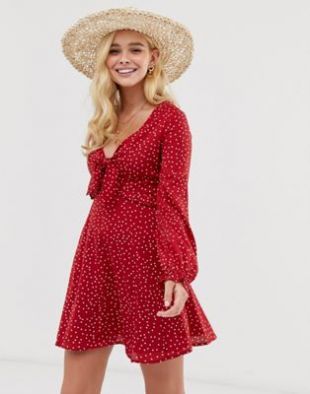 Gilli - Robe à pois avec liens sur le devant