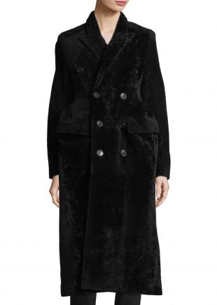 Double Breasted Shearling Fur Coat