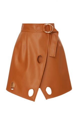 Wrap-Effect Cutout Faux Leather Mini Skirt