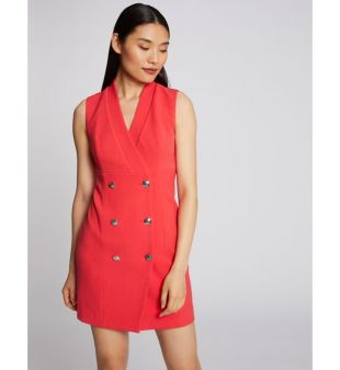 Robe portefeuille sans manches à boutons