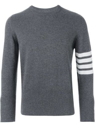 Thom Browne - Grey and White Stripe Sleeve Sweater