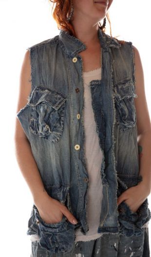 Cotton Utility Vest with Hidden Button Placket