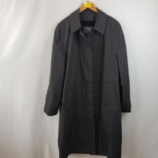 Botany 500 Hommes vintage Long Sleeve Button Front Weatherproof Trench Coat Taille M/L Noir