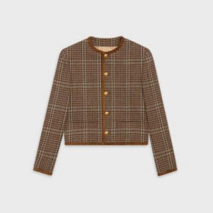 Celine - Brown Checked Tweed Jacket