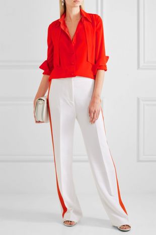 Chemise à nœud lavallière en crêpe de Chine de soie