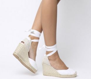 office - Espadrille Wedges White Canvas
