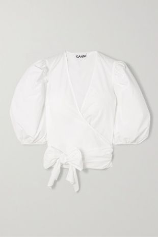 Cotton Poplin Wrap Shirt