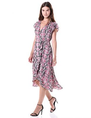 Women's Snakeskin Print Wrap Dress, Red