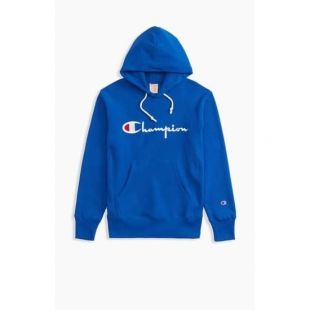 Champion - Sweatshirt Champion à capuche gros logo bleu roi de la ...