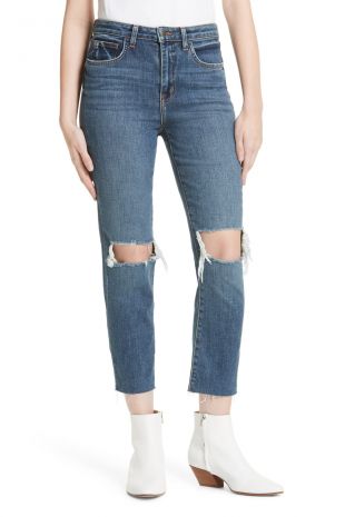 Ripped Straight Leg Crop Jeans