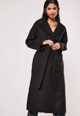Black  Maxi Belted Coat