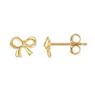 14K Yellow Gold Bow Tie Shape Stud Earrings