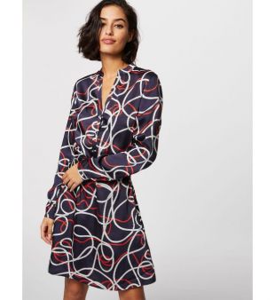 Robe évasée ceinturée imprimé corde