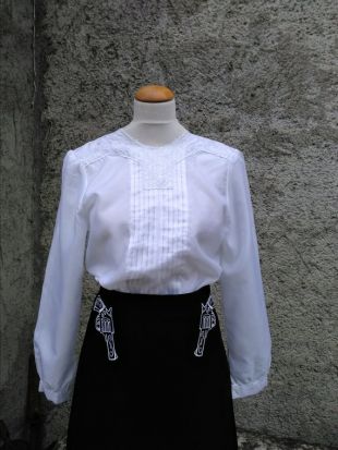 Français bouton arrière chemisier à manches longues pour dames en polyester