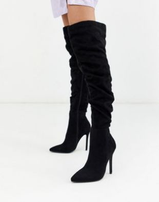 prettylittlething - PrettyLittleThing over the knee high heeled slouchy ...