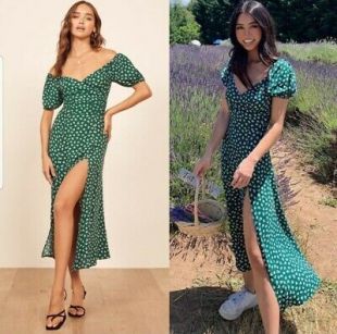 Reformation Pearl robe 4 vert Midi Off Ã©paule  | eBay