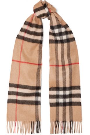 Fringed Checked Cashmere Scarf