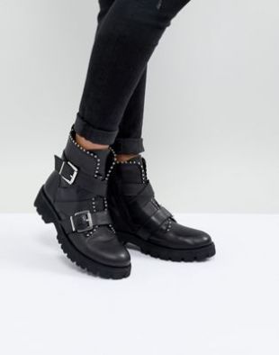 Hoofy Stud Detail Buckle Boot