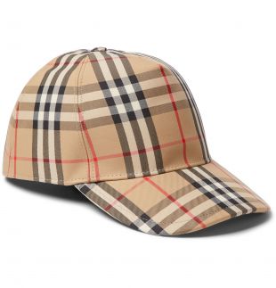 Tan Leather-Trimmed Checked Cotton-Blend Canvas Baseball Cap | Burberry | MR PORTER