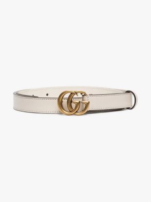 White GG Marmont Leather Belt