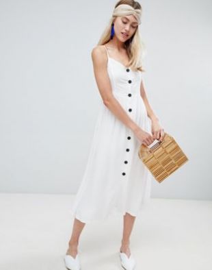 White  Button Front Dress