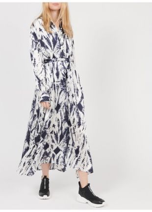 ROBE MIDI IMPRIMÉE ET CEINTURÉE EN SOIE COMBO 2 VAPOR BLUE