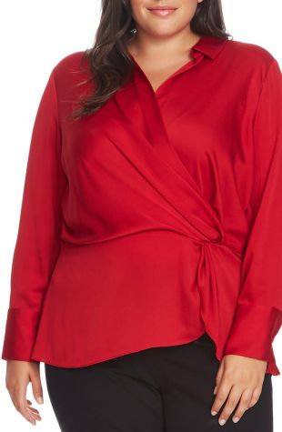 Vince Camuto - Twist Detail Hammered Satin Blouse