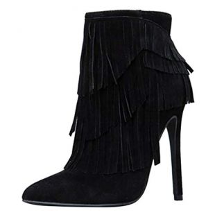 dener01 - Black Suede Fringe Boots