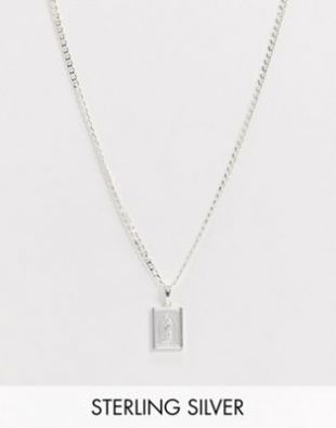 Chained & Able - Collier à pendentif carré en argent massif | ASOS